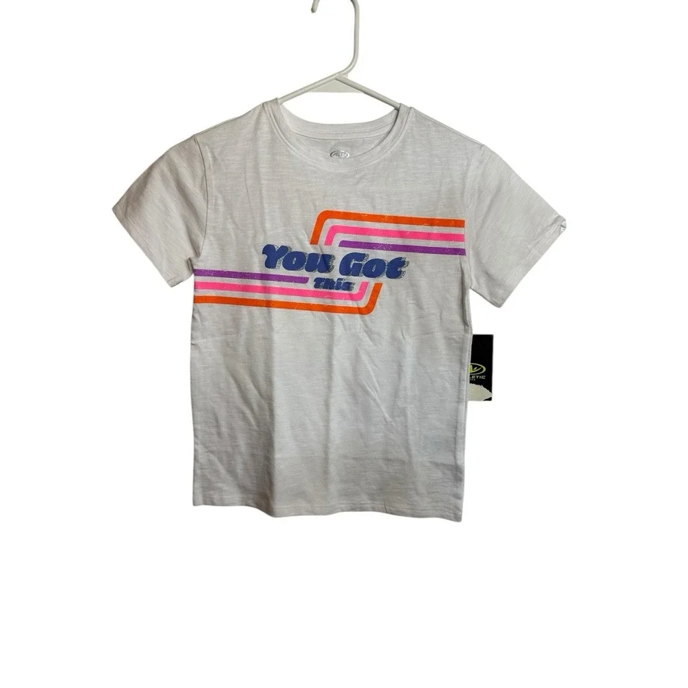 athletic works girls white short sleeve shirt size small‎ 6 6x